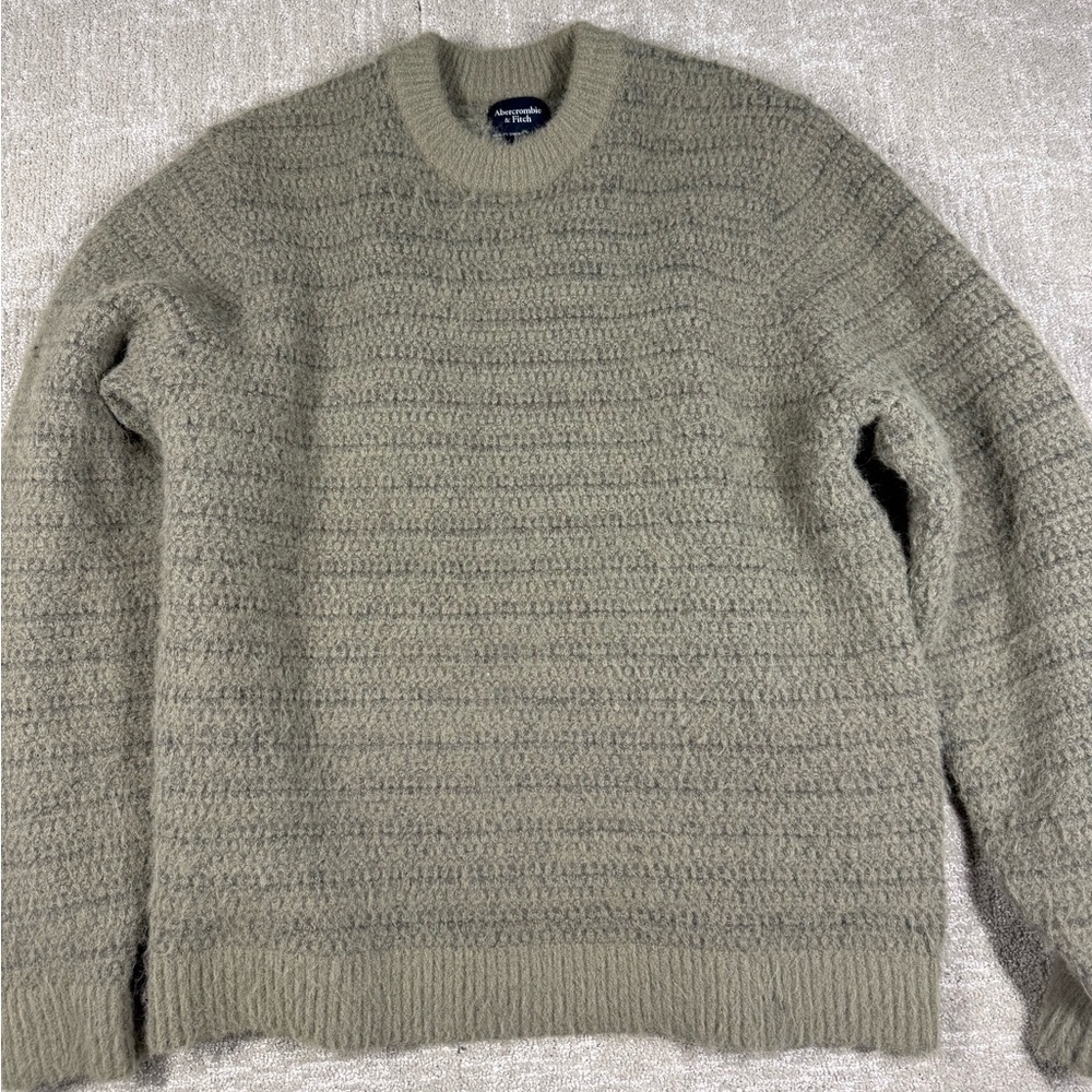 Abercrombie and Fitch Textured Stripe Green Sweater Men Size Large